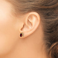 14K Yellow Gold Pear-Shaped Garnet Stud Earrings - 0.85 Carat Total Garnet Weight by Monteluci Fine Jewelry