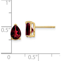 14K Yellow Gold Pear-Shaped Garnet Stud Earrings - 0.85 Carat Total Garnet Weight by Monteluci Fine Jewelry