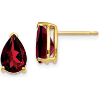 14K Yellow Gold Pear-Shaped Garnet Stud Earrings - 1.5 Carat Total Garnet Weight by Monteluci Fine Jewelry