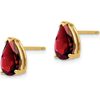 14K Yellow Gold Pear-Shaped Garnet Stud Earrings - 1.5 Carat Total Garnet Weight by Monteluci Fine Jewelry