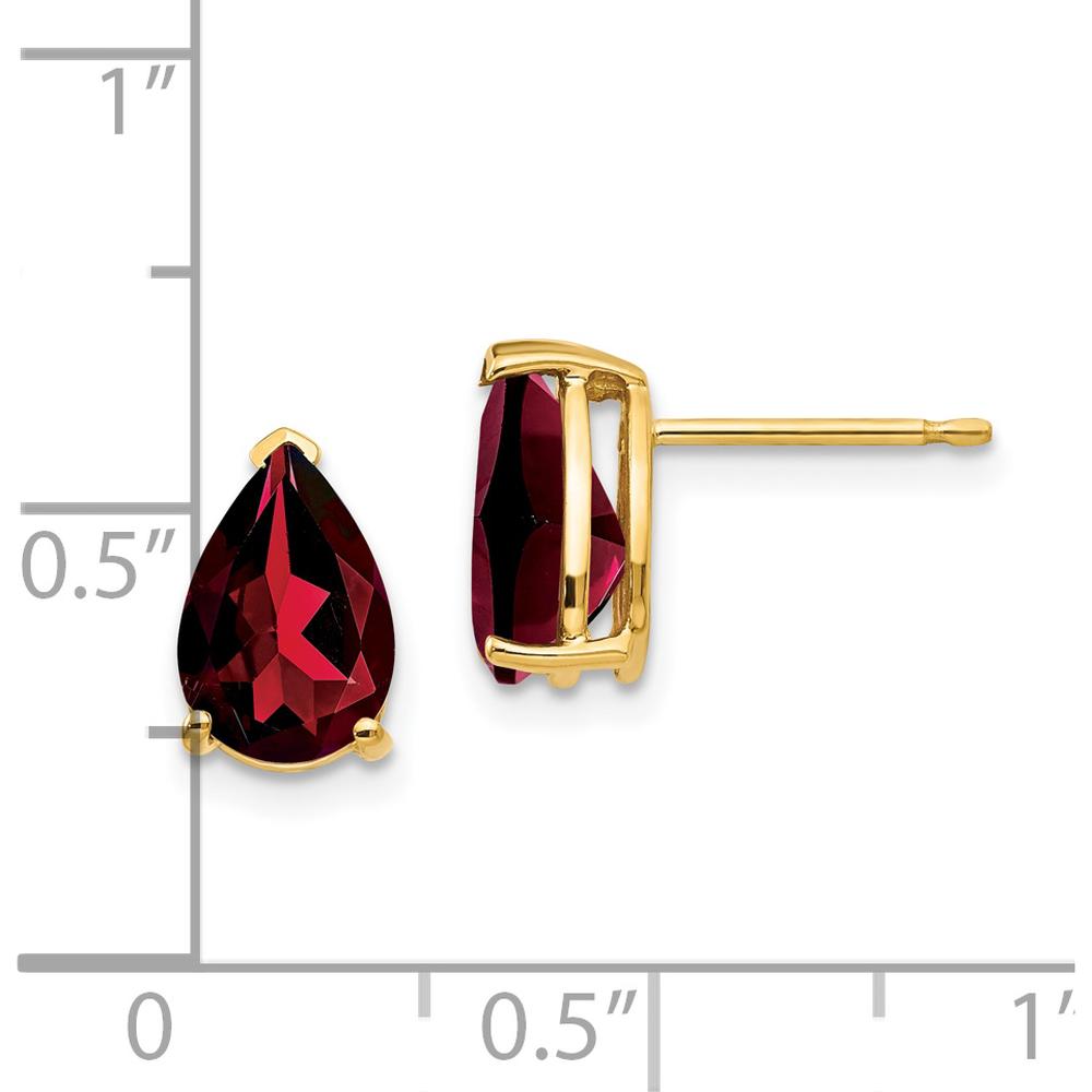 14K Yellow Gold Pear-Shaped Garnet Stud Earrings - 1.5 Carat Total Garnet Weight by Monteluci Fine Jewelry