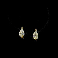14K Yellow Gold Pear Shaped Huggie Earrings with Lab Grown Diamonds - 2.05 Carat Total Weight - Covaloro Fine Jewelry