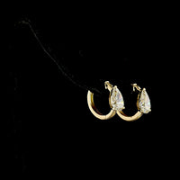 14K Yellow Gold Pear Shaped Huggie Earrings with Lab-Grown F-VS1 Diamonds - 2.02 Carat Total Weight - Covaloro Fine Jewelry
