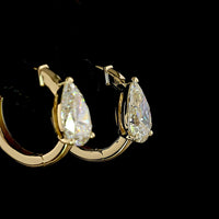 14K Yellow Gold Pear Shaped Huggie Earrings with Lab-Grown F-VS1 Diamonds - 2.02 Carat Total Weight - Covaloro Fine Jewelry