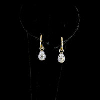 14K Yellow Gold Pear-Shaped Lab Diamond Hanging Earrings - 1.03 Carat Total Weight, E-F Color VS1 Clarity with Lever Back and Black Rhodium Accents - Covaloro Fine Jewelry