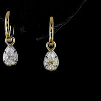14K Yellow Gold Pear-Shaped Lab Diamond Hanging Earrings - 1.03 Carat Total Weight, E-F Color VS1 Clarity with Lever Back and Black Rhodium Accents - Covaloro Fine Jewelry