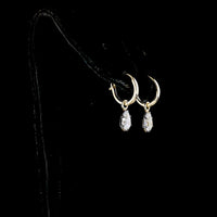 14K Yellow Gold Pear-Shaped Lab Diamond Hanging Earrings - 1.03 Carat Total Weight, E-F Color VS1 Clarity with Lever Back and Black Rhodium Accents - Covaloro Fine Jewelry