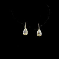 14K Yellow Gold Pear-Shaped Lab Diamond Hanging Earrings - 2.14 Carat Total Weight with E-F Color VS1 Clarity - Covaloro Fine Jewelry