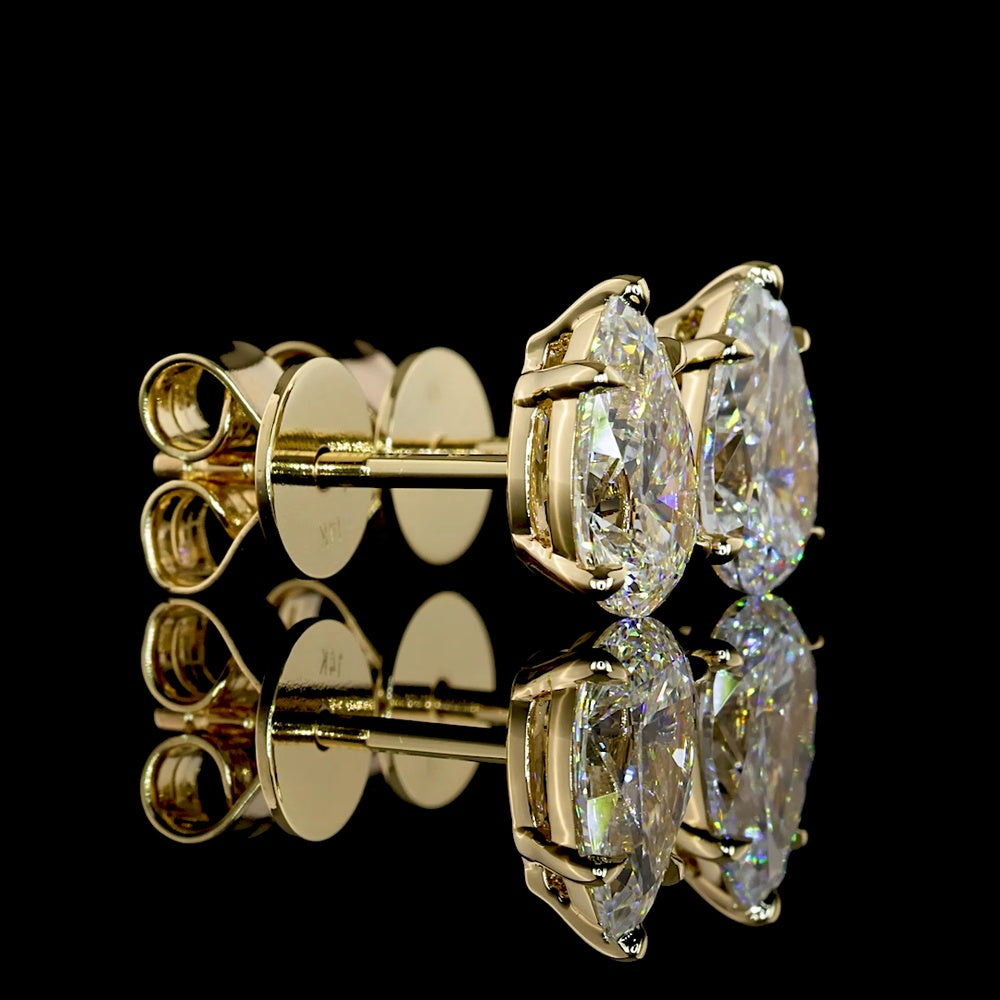 14K Yellow Gold Pear Shaped Lab Diamond Stud Earrings - 3.12 Carats Total Diamond Weight, IGI Certified D VVS2 & D VVS1 - Covaloro Fine Jewelry