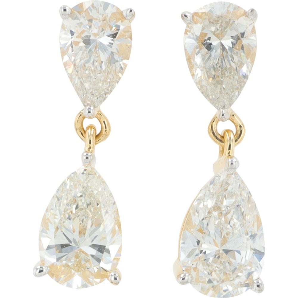 14K Yellow Gold Pear-Shaped Lab Grown Diamond Drop Earrings - 1.50 Carat Total Diamond Weight
