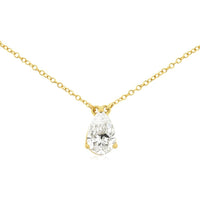 14K Yellow Gold Pear Shaped Lab Grown Diamond Pendant Necklace - 1.03 Carat Total Diamond Weight - Royal Jewelry