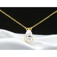 14K Yellow Gold Pear Shaped Lab Grown Diamond Pendant Necklace - 1.03 Carat Total Diamond Weight - Royal Jewelry