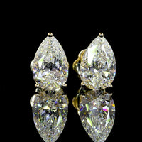 14K Yellow Gold Pear-Shaped Martini Earrings with Lab-Grown E-F VS1 Diamonds - 3.10 Carats Total Diamond Weight - Covaloro Fine Jewelry