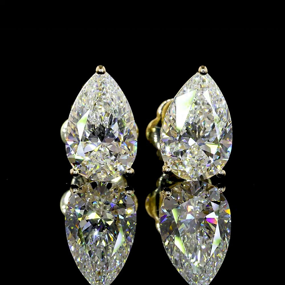 14K Yellow Gold Pear-Shaped Martini Earrings with Lab-Grown E-F VS1 Diamonds - 3.10 Carats Total Diamond Weight - Covaloro Fine Jewelry