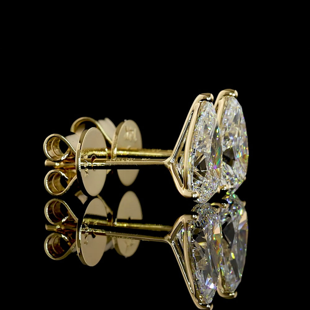 14K Yellow Gold Pear Shaped Martini Set Lab Diamond Stud Earrings - 1.55 Carat Total Weight, E VS1 Quality - Covaloro Fine Jewelry