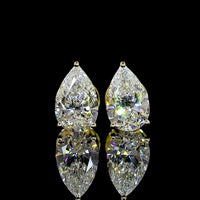 14K Yellow Gold Pear Shaped Martini Set Lab Diamond Stud Earrings - 1.55 Carat Total Weight, E VS1 Quality - Covaloro Fine Jewelry