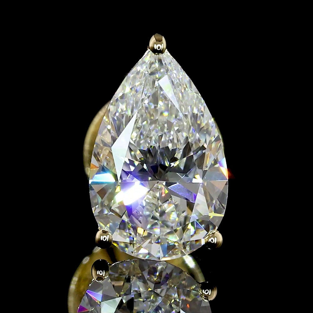 14K Yellow Gold Pear Shaped Martini Set Lab Diamond Stud Earrings - 1.55 Carat Total Weight, E VS1 Quality - Covaloro Fine Jewelry
