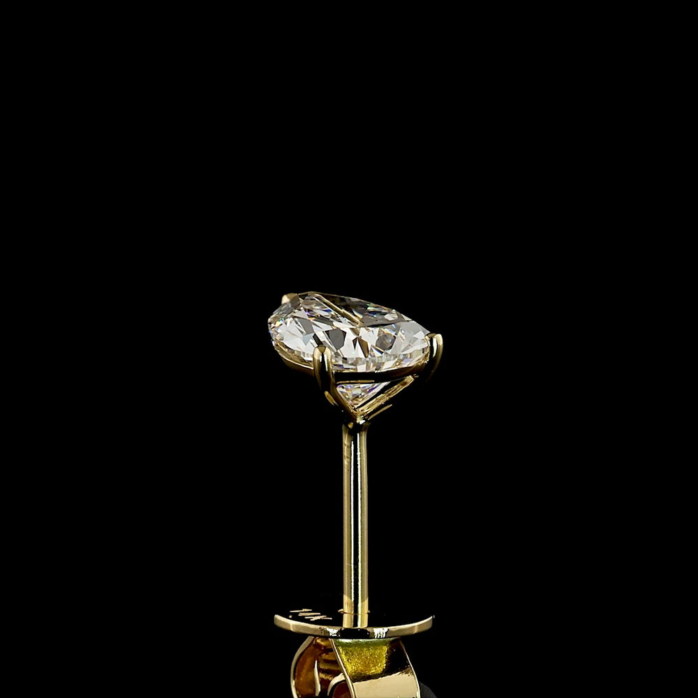 14K Yellow Gold Pear Shaped Martini Set Lab Diamond Stud Earrings - 1.55 Carat Total Weight, E VS1 Quality - Covaloro Fine Jewelry