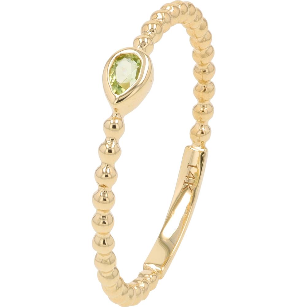 14K Yellow Gold Pear - Shaped Peridot Ring - 0.10 Carat Total Gem Weight