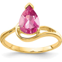 14K Yellow Gold Pear Shaped Pink Tourmaline Ring with 1.10 Carat Faceted Gemstone by Monteluci Fine Jewelry