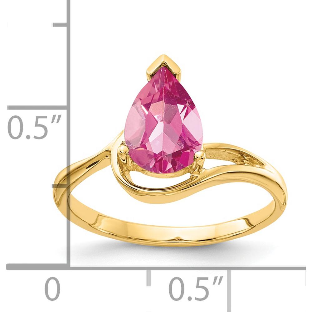 14K Yellow Gold Pear Shaped Pink Tourmaline Ring with 1.10 Carat Faceted Gemstone by Monteluci Fine Jewelry
