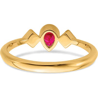 14K Yellow Gold Pear-Shaped Ruby and Round Diamond Ring - 0.2 Carat Ruby, 0.04 Carat Diamond by 0