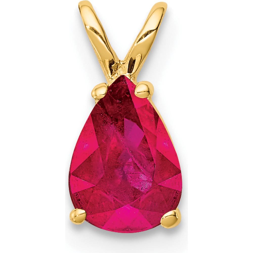 14K Yellow Gold Pear-Shaped Ruby Pendant - 0.95 Carat Natural Ruby by Monteluci Fine Jewelry
