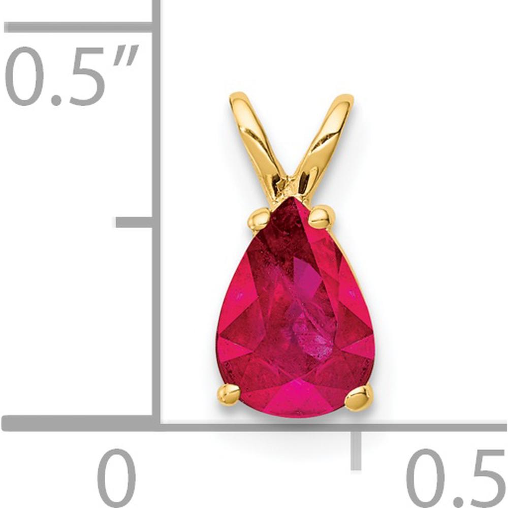 14K Yellow Gold Pear-Shaped Ruby Pendant - 0.95 Carat Natural Ruby by Monteluci Fine Jewelry
