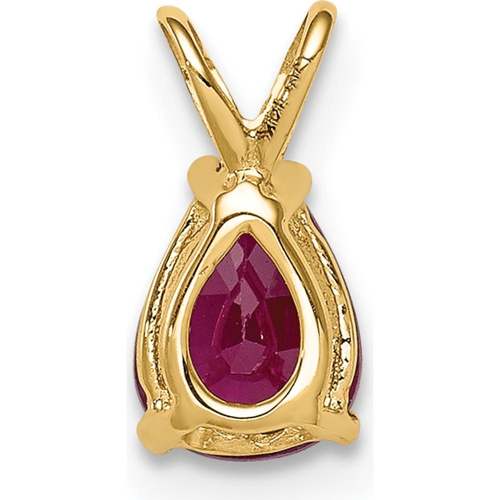 14K Yellow Gold Pear-Shaped Ruby Pendant - 0.95 Carat Natural Ruby by Monteluci Fine Jewelry