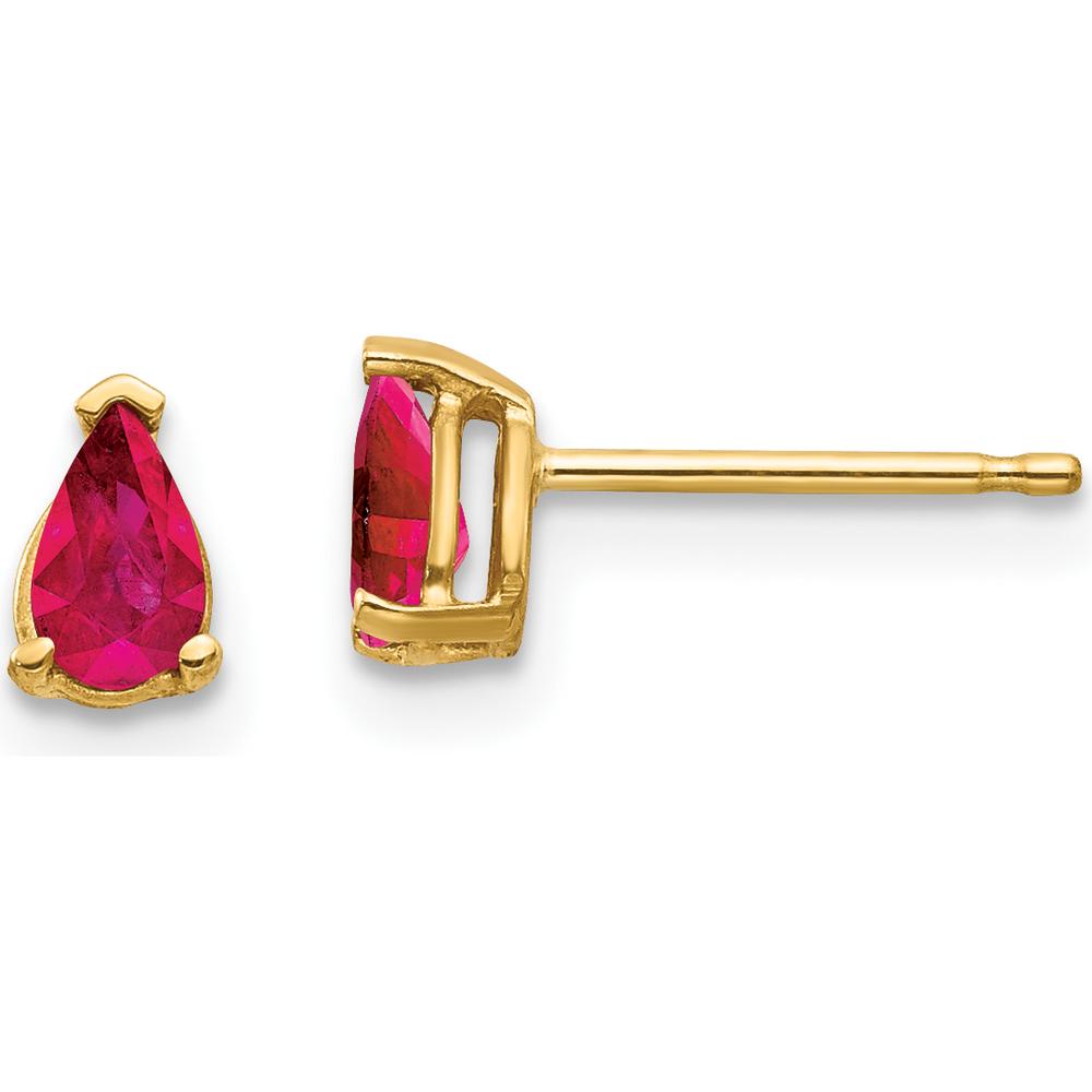 14K Yellow Gold Pear-Shaped Ruby Stud Earrings - 0.3 Carat Total Ruby Weight by Monteluci Fine Jewelry