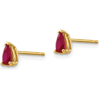 14K Yellow Gold Pear-Shaped Ruby Stud Earrings - 0.3 Carat Total Ruby Weight by Monteluci Fine Jewelry