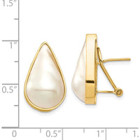 14K Yellow Gold Pear-Shaped Saltwater Cultured Mabe Pearl Omega Back Earrings - 24mm Total Length by Monteluci Fine Jewelry