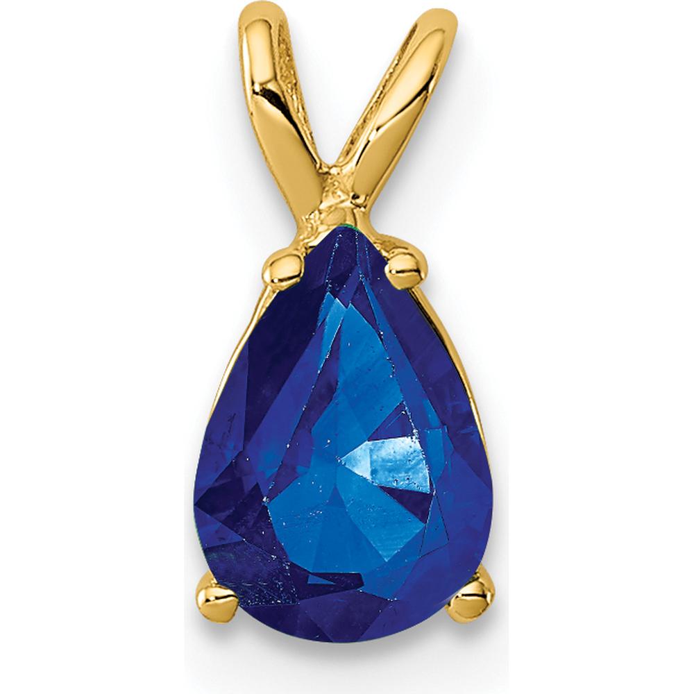 14K Yellow Gold Pear-Shaped Sapphire Pendant - 0.95 Carat Natural Faceted Blue Sapphire by Monteluci Fine Jewelry