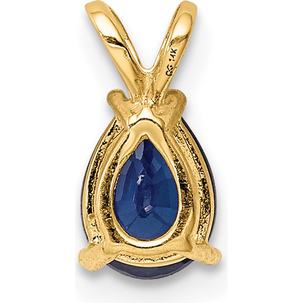 14K Yellow Gold Pear-Shaped Sapphire Pendant - 0.95 Carat Natural Faceted Blue Sapphire by Monteluci Fine Jewelry