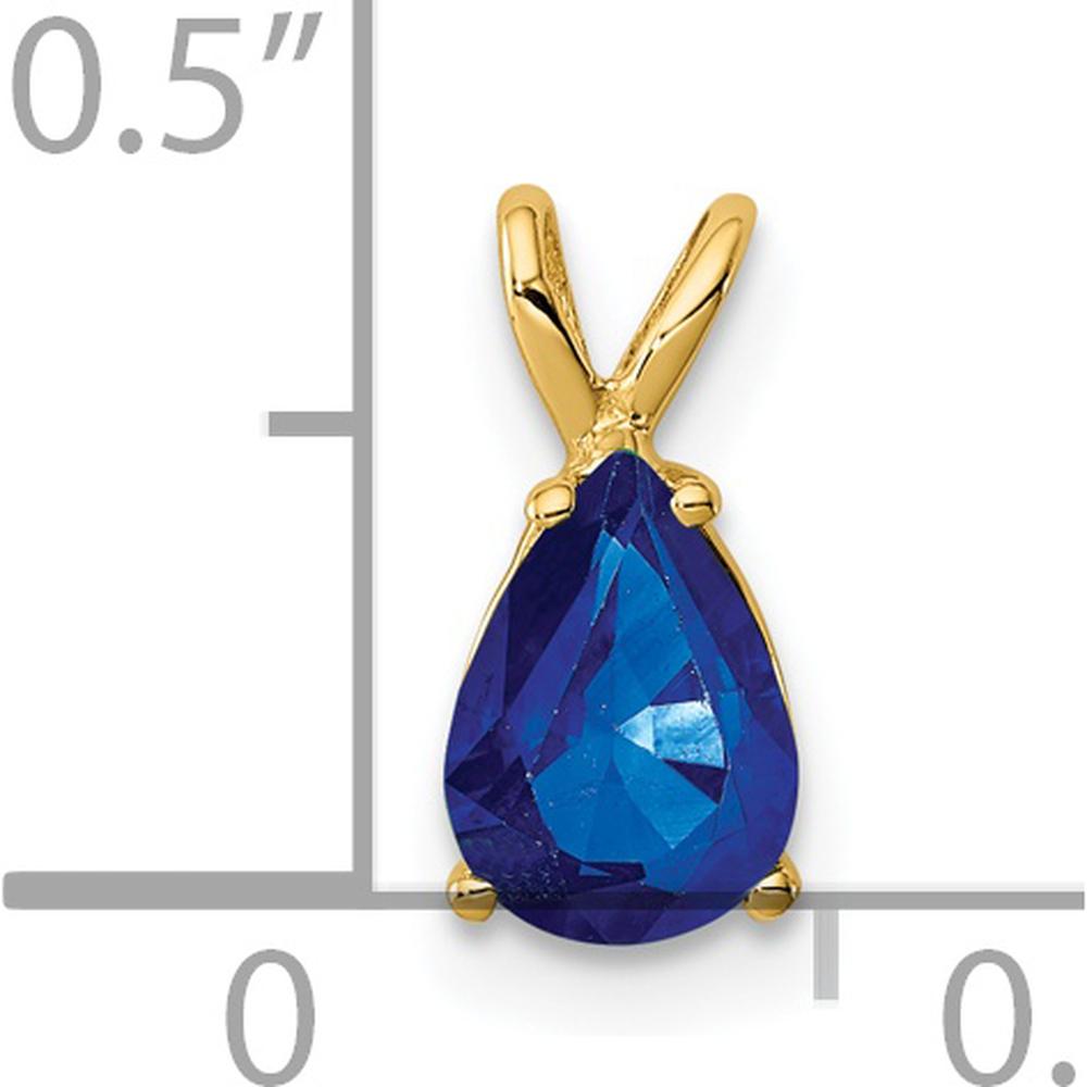 14K Yellow Gold Pear-Shaped Sapphire Pendant - 0.95 Carat Natural Faceted Blue Sapphire by Monteluci Fine Jewelry