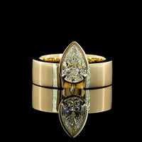 14K Yellow Gold Pear-Shaped Solitaire Ring with 1.10 Carat Lab-Grown Diamond - E-F Color VS1 Clarity, Bezel-Prong Setting - Covaloro Fine Jewelry