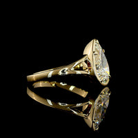 14K Yellow Gold Pear Shaped Solitaire Ring with Bezel and Prong Setting - 2.51 Carat Lab Grown Diamond E-F Color VS1 Clarity - Covaloro Fine Jewelry