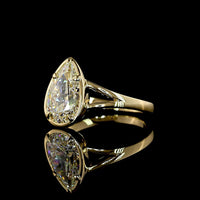14K Yellow Gold Pear Shaped Solitaire Ring with Bezel and Prong Setting - 2.51 Carat Lab Grown Diamond E-F Color VS1 Clarity - Covaloro Fine Jewelry