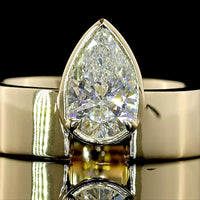 14K Yellow Gold Pear-Shaped Solitaire Ring with Bezel-Prong Set Lab Diamond - 1.33 Carat Total Weight, E-F Color VS1 Clarity - Covaloro Fine Jewelry