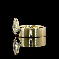 14K Yellow Gold Pear-Shaped Solitaire Ring with Bezel-Prong Set Lab Diamond - 1.33 Carat Total Weight, E-F Color VS1 Clarity - Covaloro Fine Jewelry