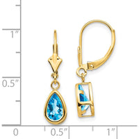 14K Yellow Gold Pear-Shaped Swiss Blue Topaz Drop Earrings - 1.1 Carat Total Gem Weight by Monteluci Fine Jewelry