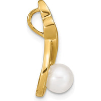 14K Yellow Gold Pearl and Diamond Pendant with Round Diamonds - 0.006 Carat Total Diamond Weight by Monteluci Fine Jewelry