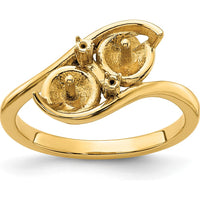 14K Yellow Gold Pearl & Diamond Ring Mounting - 6mm Pearl Setting, 2 Side Stone Mountings by Oro Pregiato