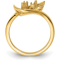 14K Yellow Gold Pearl & Diamond Ring Mounting - 6mm Pearl Setting, 2 Side Stone Mountings by Oro Pregiato