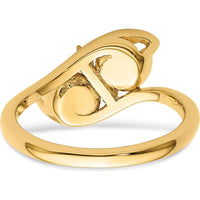 14K Yellow Gold Pearl & Diamond Ring Mounting - 6mm Pearl Setting, 2 Side Stone Mountings by Oro Pregiato