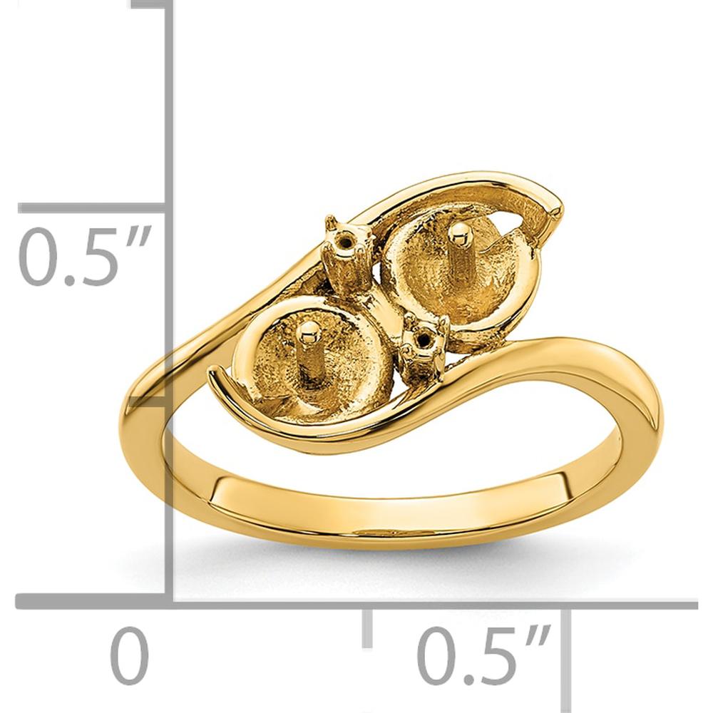 14K Yellow Gold Pearl & Diamond Ring Mounting - 6mm Pearl Setting, 2 Side Stone Mountings by Oro Pregiato