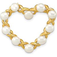 14K Yellow Gold Pearl Heart Brooch with 10 Freshwater Cultured Button Pearls - 4-5mm by Monteluci Fine Jewelry