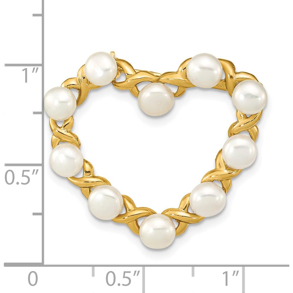 14K Yellow Gold Pearl Heart Brooch with 10 Freshwater Cultured Button Pearls - 4-5mm by Monteluci Fine Jewelry