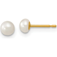 14K Yellow Gold Pearl Jewelry Set with Freshwater Cultured Pearls - Necklace 14", Bracelet 5", Earrings with Post Closure by Oro Pregiato