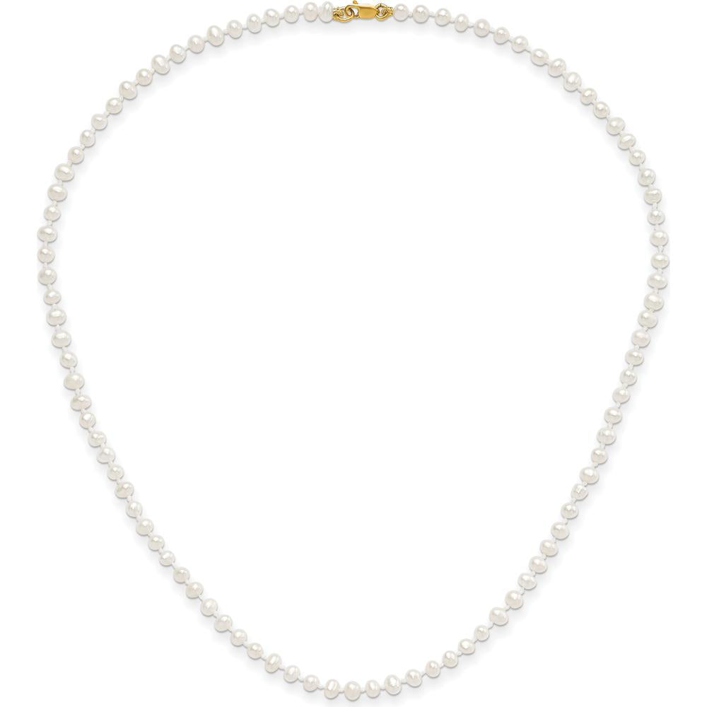 14K Yellow Gold Pearl Jewelry Set with Freshwater Cultured Pearls - Necklace 14", Bracelet 5", Earrings with Post Closure by Oro Pregiato
